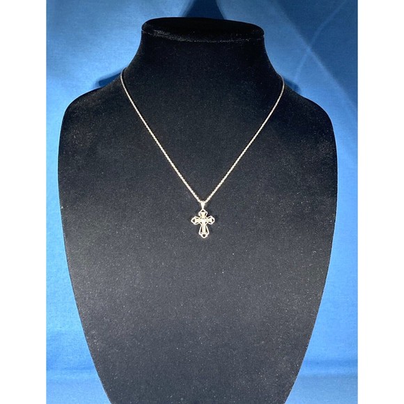 Unbranded Jewelry - Sterling Silver & CZ Baggette Cross Pendant & Chain Necklace